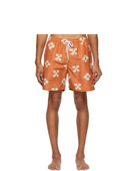 Оранжевые шорты для плавания с цветочным принтом