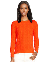 Оранжевый вязаный вязаный свитер