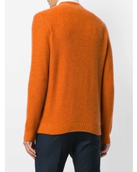 Мужской оранжевый вязаный свитер от Loro Piana