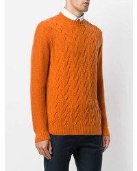 Мужской оранжевый вязаный свитер от Loro Piana