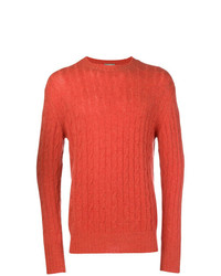 Мужской оранжевый вязаный свитер от N.Peal