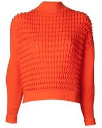 Женский оранжевый вязаный свитер