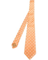 Мужской оранжевый галстук в горошек от Kiton