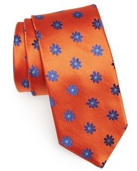 Оранжевый галстук с цветочным принтом