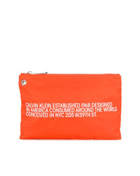 Оранжевый кожаный клатч с принтом от Calvin Klein 205W39nyc