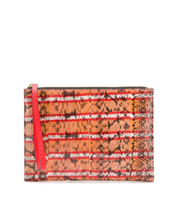 Оранжевый кожаный клатч со змеиным рисунком от Marni