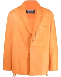 Мужской оранжевый кожаный пиджак от Jacquemus