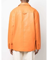 Мужской оранжевый кожаный пиджак от Jacquemus