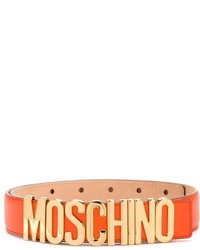 Мужской оранжевый кожаный ремень от Moschino