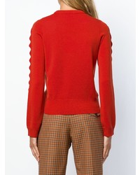 Женский оранжевый кружевной свитер с круглым вырезом от Chloé
