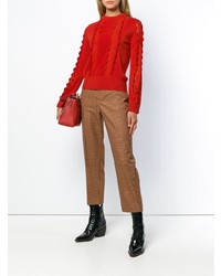 Женский оранжевый кружевной свитер с круглым вырезом от Chloé