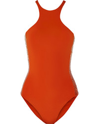 Оранжевый купальник с украшением