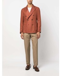 Мужской оранжевый льняной двубортный пиджак от Tagliatore