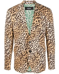 Мужской оранжевый пиджак с леопардовым принтом от DSQUARED2