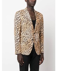 Мужской оранжевый пиджак с леопардовым принтом от DSQUARED2