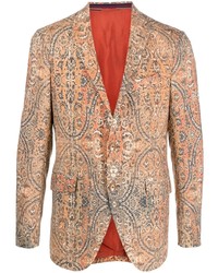 Оранжевый пиджак с принтом