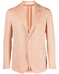 Оранжевый пиджак с узором "в ёлочку"