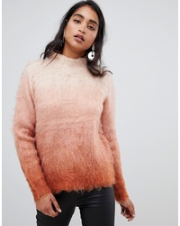 Женский оранжевый пушистый свитер с круглым вырезом от Vila
