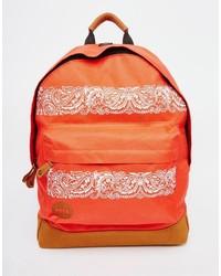 Оранжевый рюкзак из плотной ткани с принтом