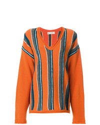 Женский оранжевый свитер с v-образным вырезом с принтом от Marni