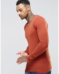 Мужской оранжевый свитер с v-образным вырезом от Asos