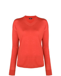 Женский оранжевый свитер с v-образным вырезом от Aspesi