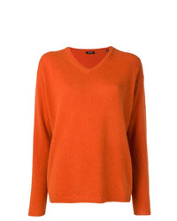 Женский оранжевый свитер с v-образным вырезом от Aspesi