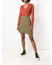 Женский оранжевый свитер с v-образным вырезом от Ps By Paul Smith