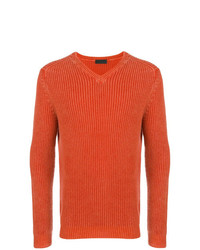 Мужской оранжевый свитер с v-образным вырезом от Iris von Arnim
