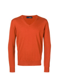 Мужской оранжевый свитер с v-образным вырезом от Lardini