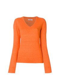 Женский оранжевый свитер с v-образным вырезом от Liska