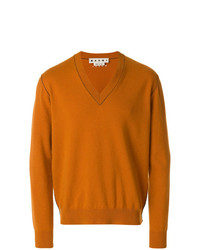 Мужской оранжевый свитер с v-образным вырезом от Marni