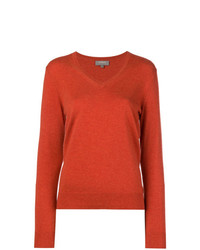Женский оранжевый свитер с v-образным вырезом от N.Peal
