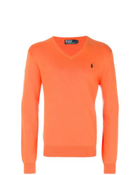 Мужской оранжевый свитер с v-образным вырезом от Polo Ralph Lauren