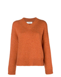 Женский оранжевый свитер с v-образным вырезом от Pringle Of Scotland