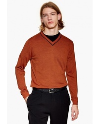 Мужской оранжевый свитер с v-образным вырезом от Topman
