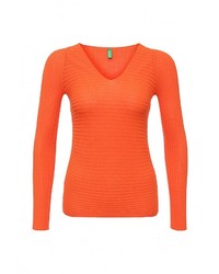 Женский оранжевый свитер с v-образным вырезом от United Colors of Benetton