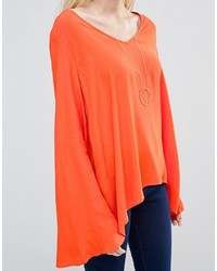 Женский оранжевый свитер с v-образным вырезом от Vila