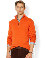 Оранжевый свитер с воротником на молнии