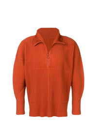 Мужской оранжевый свитер с воротником на молнии от Homme Plissé Issey Miyake