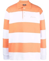 Мужской оранжевый свитер с воротником поло в горизонтальную полоску от Jacquemus