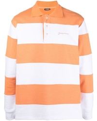 Мужской оранжевый свитер с воротником поло в горизонтальную полоску от Jacquemus