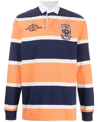 Мужской оранжевый свитер с воротником поло в горизонтальную полоску от Polo Ralph Lauren