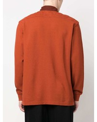 Мужской оранжевый свитер с воротником поло с вышивкой от Wood Wood