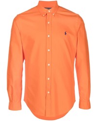 Мужской оранжевый свитер с воротником поло с вышивкой от Polo Ralph Lauren