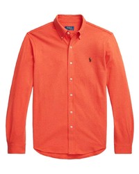 Мужской оранжевый свитер с воротником поло с вышивкой от Polo Ralph Lauren