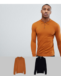 Мужской оранжевый свитер с воротником поло от ASOS DESIGN