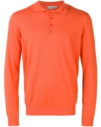 Мужской оранжевый свитер с воротником поло от Laneus