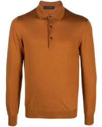 Мужской оранжевый свитер с воротником поло от Tagliatore