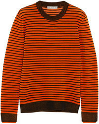 Женский оранжевый свитер с круглым вырезом в горизонтальную полоску от Dagmar